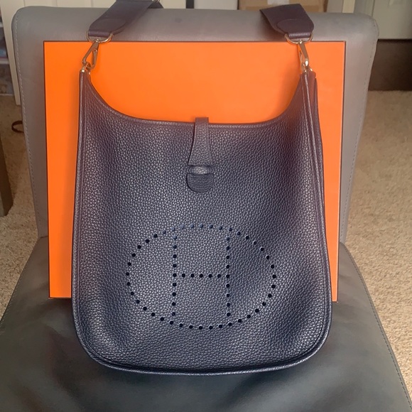 🍊 Hermes Evelyne III PM Color Bleu Nuit PHW - Picture 1 of 14